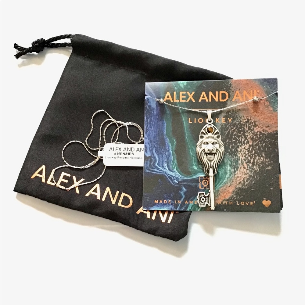 ALEX AND ANI Lion Key Pendant Expandable Necklace